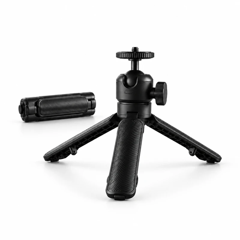 MT09 mini tripod open with a compact adjustable ball head